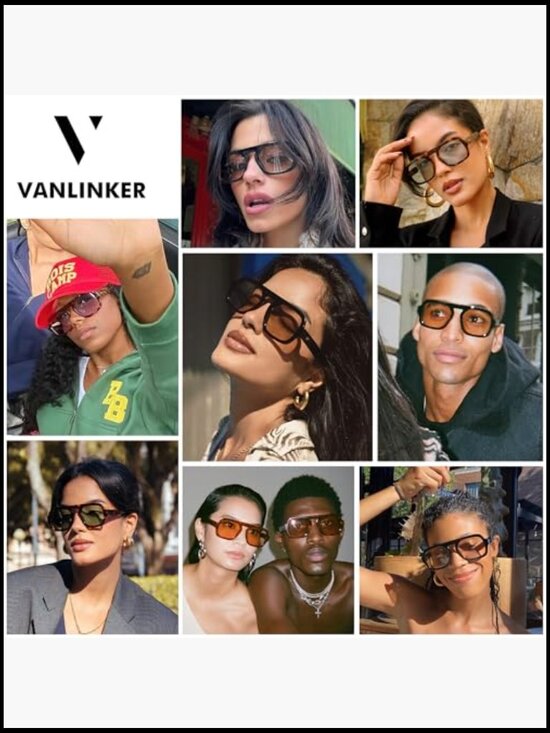 Retro Square Aviator Sunglasses Oversized Flat Top Rectangle Sun Glasses main image 5